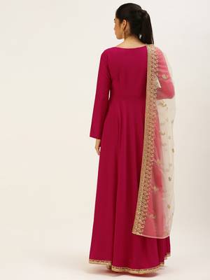 EthnoVog Ready To Wear Pink N White Embroidered Anarkali Suit 2