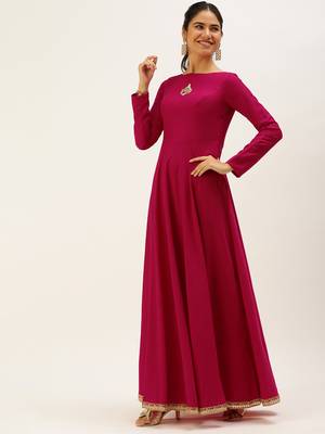 EthnoVog Ready To Wear Pink N White Embroidered Anarkali Suit 3