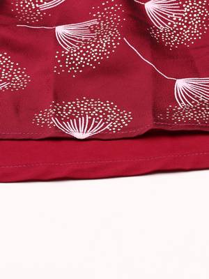 EthnoVog Ready To Wear Beige N Maroon Foil Printed Anarkali Set 4