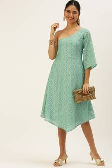 EthnoVog Ready To Wear Blue Modal Satin Dress