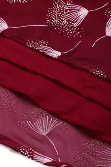 EthnoVog Ready To Wear Maroon Foil Printed Maxi Dress