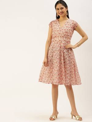 EthnoVog Ready To Wear White Printed Art Silk Mini Dress 1