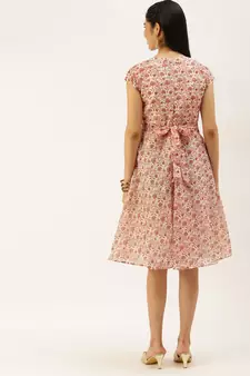 EthnoVog Ready To Wear White Printed Art Silk Mini Dress