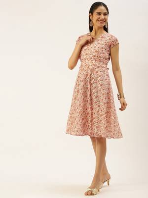 EthnoVog Ready To Wear White Printed Art Silk Mini Dress 3