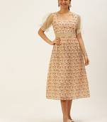 EthnoVog Ready To Wear White Digital Printed Art Silk Dress