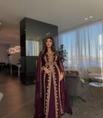 Wine Georgette Zari Embroidered Kaftan