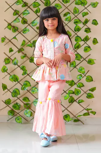 Peplum Embroidered top with Sharara