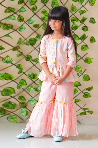 Peplum Embroidered top with Sharara