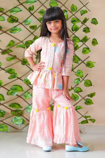 Peplum Embroidered top with Sharara