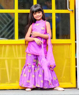 Cow Print incut kurta with sharara and dupatta 2