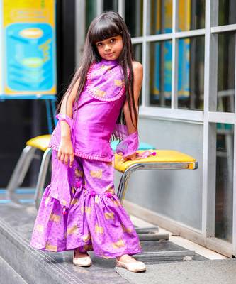 Cow Print incut kurta with sharara and dupatta 3