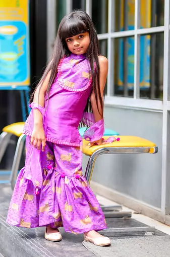 Cow Print incut kurta with sharara and dupatta