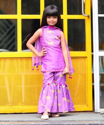 Cow Print incut kurta with sharara and dupatta 6