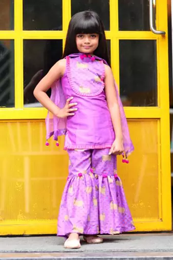 Cow Print incut kurta with sharara and dupatta