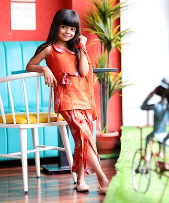 Peter Pan collared Kurta with Dhoti and Dupatta 3