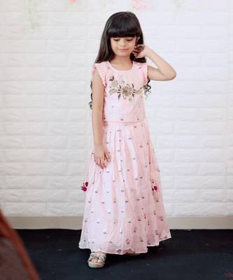 Hand Work Embroidered Top with Pleated Silk Skirt 1