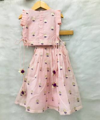 Hand Work Embroidered Top with Pleated Silk Skirt 4