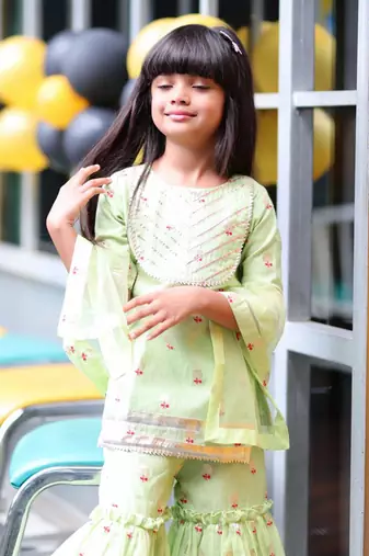 Gota Work Kurta with Sharara and Dupatta