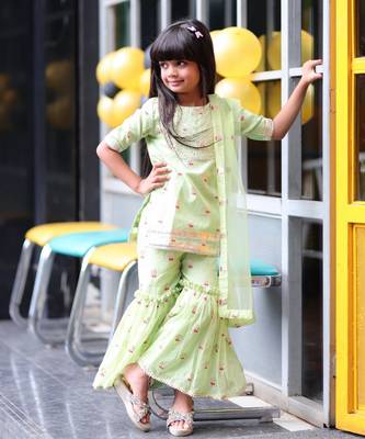 Gota Work Kurta with Sharara and Dupatta 3
