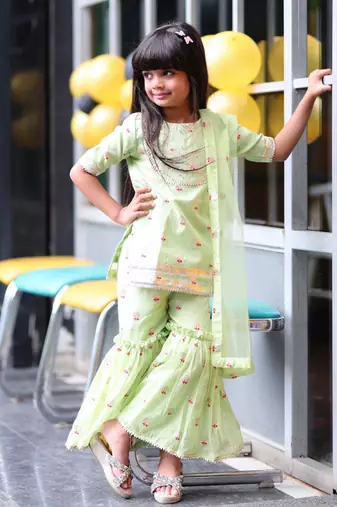 Gota Work Kurta with Sharara and Dupatta