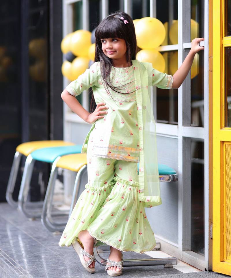 Gota Work Kurta with Sharara and Dupatta