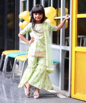 Gota Work Kurta with Sharara and Dupatta 4