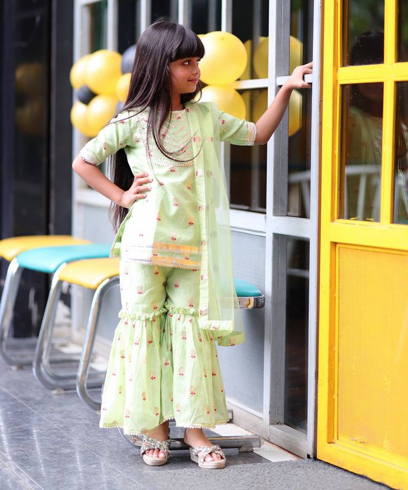 Gota Work Kurta with Sharara and Dupatta