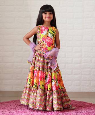 Zig Zag three tiered Lahenga with crop top 1