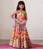 Zig Zag three tiered Lahenga with crop top