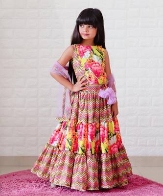 Zig Zag three tiered Lahenga with crop top 2