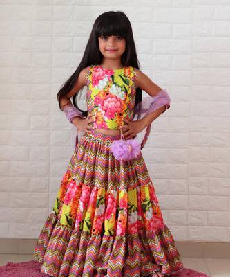 Zig Zag three tiered Lahenga with crop top 6