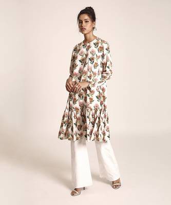 PS Pret by Payal Singhal Cream Printed Art Crepe Tunic 1