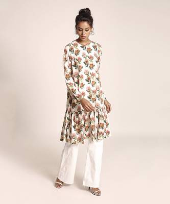 PS Pret by Payal Singhal Cream Printed Art Crepe Tunic 2
