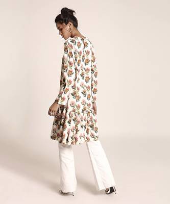 PS Pret by Payal Singhal Cream Printed Art Crepe Tunic 3