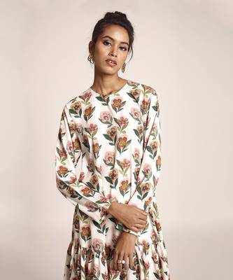 PS Pret by Payal Singhal Cream Printed Art Crepe Tunic 4
