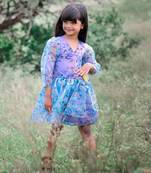 Floral Printed frock with flower on waist.