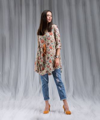 Payal Singhal Khaki Chidiya Print Cowl Tunic 2