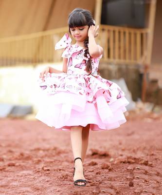 Butterly Print Three Tier Frock 1