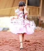 Butterly Print Three Tier Frock