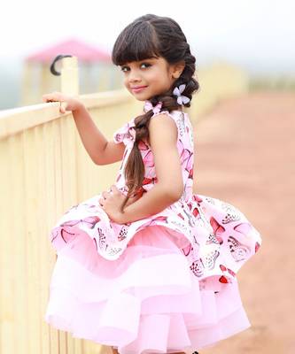 Butterly Print Three Tier Frock 3