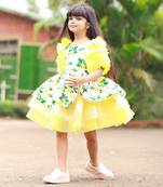 Lemon Print three tier dress