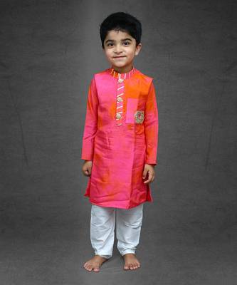 Tie and dyed Pinkish Kurta with Chudidar 1