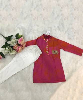 Tie and dyed Pinkish Kurta with Chudidar 3