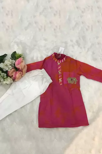 Tie and dyed Pinkish Kurta with Chudidar