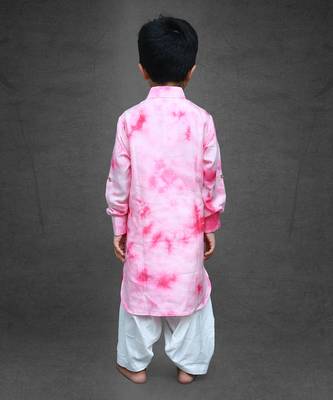 Collared Tie and Dyed Peppa Pig Kurta with Chudidar 2