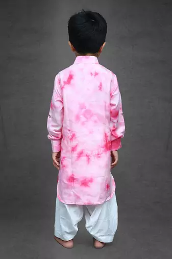 Collared Tie and Dyed Peppa Pig Kurta with Chudidar
