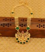 High gold green temple palakka long necklace