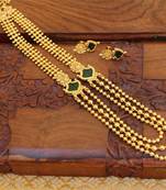 Gold plated kerala style green layer necklace