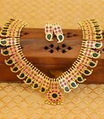 Mango Kerala Traditional multi colour palakka necklace with screw back earrings