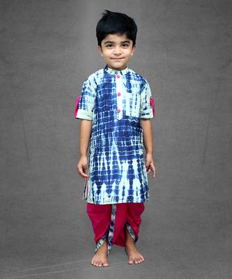 Tie and dyed blue kurta with pink dhoti 1